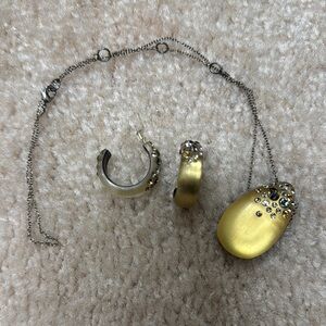 Lucite hoop earring and pendant necklace set
